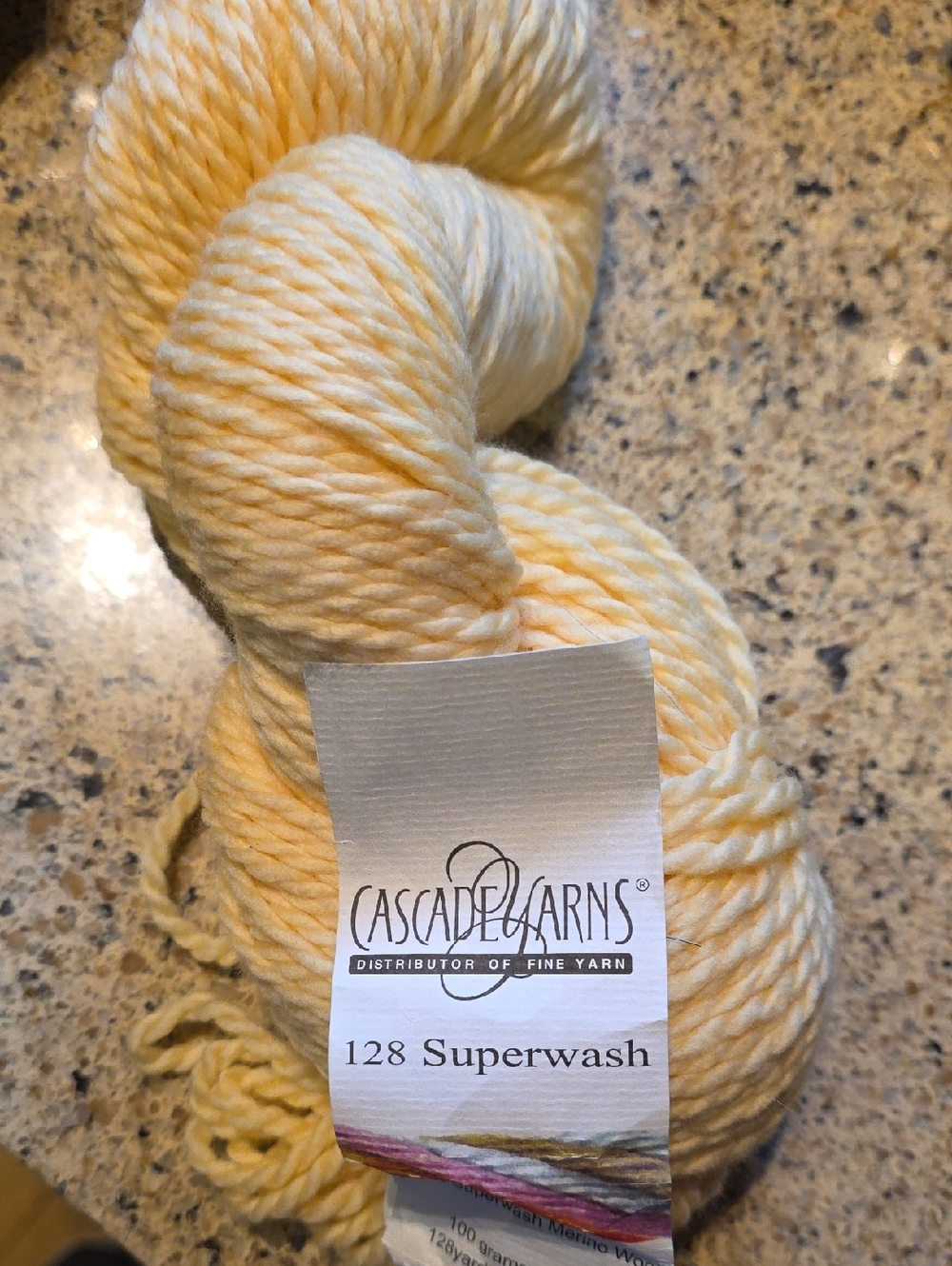 Cascade Yarns 128 Superwash Soft Yellow & Cream Wool Yarn
